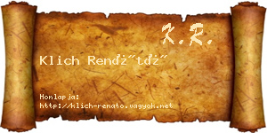 Klich Renátó névjegykártya